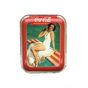 Vintage 1939 Original Coca Cola Springboard Girl Advertising Tin Tray